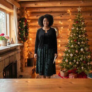 Vintage Coldwater Creek  Dress Jacket Formal 2 Pcs Womens Size 14 Green Midi